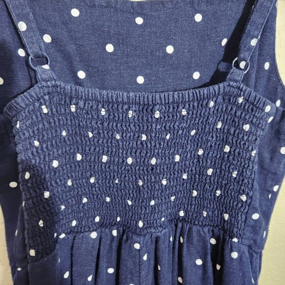 Old Navy Navy Blue Polka Dot Jumpsuit XS Adjustable Straps Smocked Back Pocketed - Picture 6 of 15